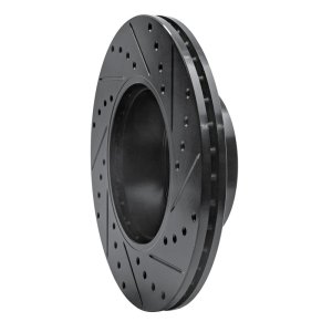 BMW 125i Brake Rotor (1) - Front Left - R1 Concepts - Drilled & Slotted - Black - `06-`13